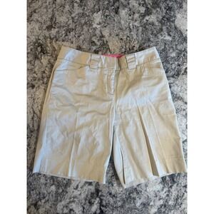 Lilly Pulitzer Callahan Shorts Womens 6 Khaki Tan Palm Tree Embroidered Cotton